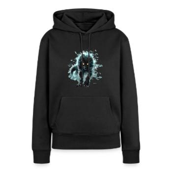 Okami - Frauen Premium Bio Hoodie - Schwarz - Vorne - Julia (174cm)