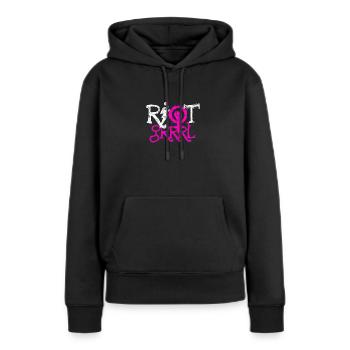 Riot Grrrl - Punk - Women’s Premium Organic Hoodie - black - Front - Julia (174cm)