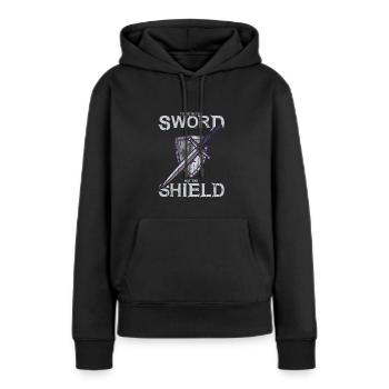 Trust in the sword, not the shield - Shield - Women’s Premium Organic Hoodie - black - Front - Julia (174cm)