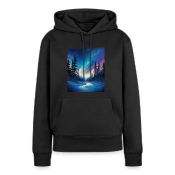 Wikinger: eiskalte Polarnacht mit Nordlichtern - Frauen Premium Bio Hoodie - Schwarz - Vorne - Julia (174cm)