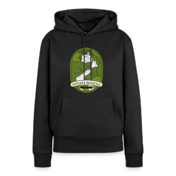 Gertelbach-Wasserfälle – Schwarzwald - Frauen Premium Bio Hoodie - Schwarz - Vorne - Julia (174cm)