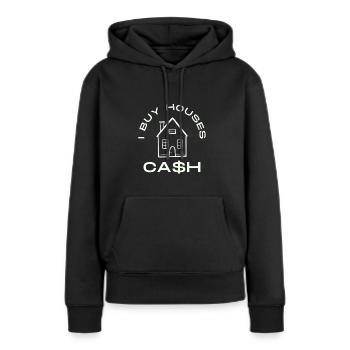 I buy houses cash - Frauen Premium Bio Hoodie - Schwarz - Vorne - Julia (174cm)
