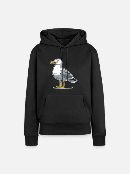 Möwe - Frauen Premium Bio Hoodie - Schwarz