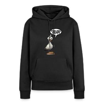 Idée cadeau de chemise amusante Seagull Feeling Happy - Sweat à capuche Premium bio Femme - noir - Devant - Julia (174cm)