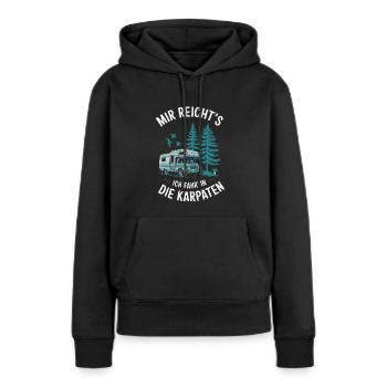 Vacances dans les Carpates Détente Randonnée Camping-car - Sweat à capuche Premium bio Femme - noir - Devant - Julia (174cm)