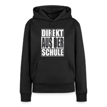 Direkt aus der Schule - Frauen Premium Bio Hoodie - Schwarz - Vorne - Julia (174cm)