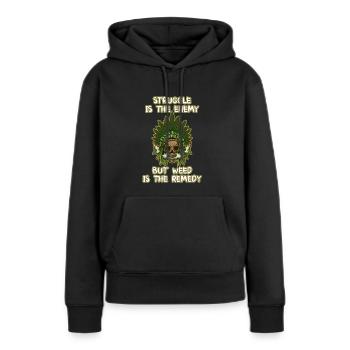 La lutte est l’ennemi, mais l’herbe est le remède - Sweat à capuche Premium bio Femme - noir - Devant - Julia (174cm)
