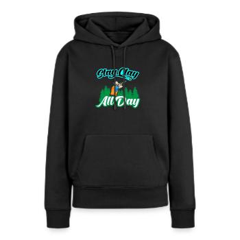 Stay Clay All Day Schießsport Tontauben - Frauen Premium Bio Hoodie - Schwarz - Vorne - Julia (174cm)