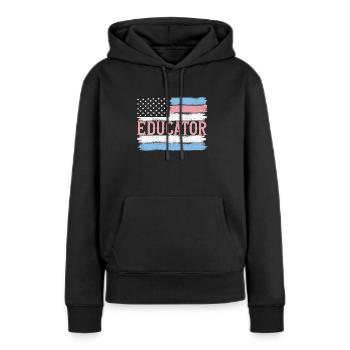 Idée cadeau pour enseignant de maternelle de la fierté américaine - Sweat à capuche Premium bio Femme - noir - Devant - Julia (174cm)