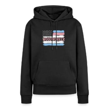 Idée cadeau de charpenterie de bûcheron de la fierté américaine - Sweat à capuche Premium bio Femme - noir - Devant - Julia (174cm)