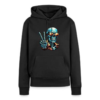 Skelett Peacezeichen - Frauen Premium Bio Hoodie - Schwarz - Vorne - Julia (174cm)