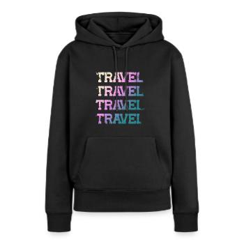 Travel travel travel travel World Traveler World V - Frauen Premium Bio Hoodie - Schwarz - Vorne - Julia (174cm)