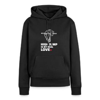 Ich Liebe Hochsprung - Frauen Premium Bio Hoodie - Schwarz - Vorne - Julia (174cm)