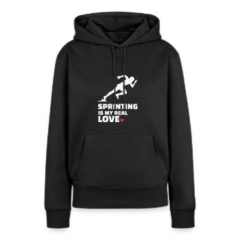 Ich Liebe Es Zu Sprinten - Frauen Premium Bio Hoodie - Schwarz - Vorne - Julia (174cm)