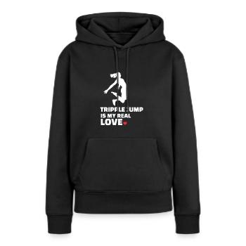 J’adore le triple saut - Sweat à capuche Premium bio Femme - noir - Devant - Julia (174cm)