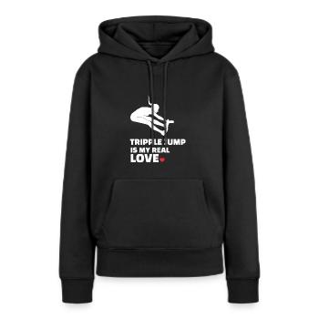 J’adore le triple saut - Sweat à capuche Premium bio Femme - noir - Devant - Julia (174cm)