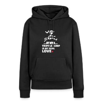 J’adore le triple saut - Sweat à capuche Premium bio Femme - noir - Devant - Julia (174cm)