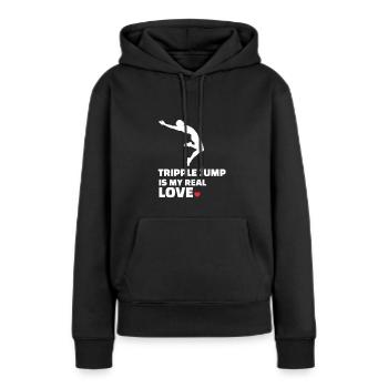 J’adore le triple saut - Sweat à capuche Premium bio Femme - noir - Devant - Julia (174cm)