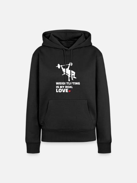 Ich Liebe Gewichtheben - Frauen Premium Bio Hoodie - Schwarz
