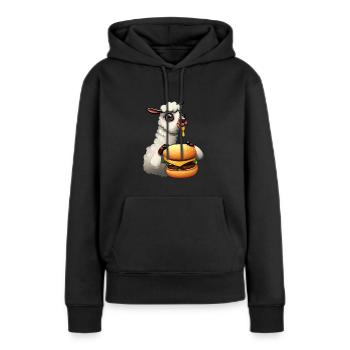 Lama Cheeseburger - Sweat à capuche Premium bio Femme - noir - Devant - Julia (174cm)