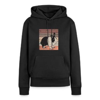 lapin néerlandais - Sweat à capuche Premium bio Femme - noir - Devant - Julia (174cm)