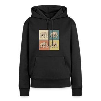 Éléphant pop art - Sweat à capuche Premium bio Femme - noir - Devant - Julia (174cm)