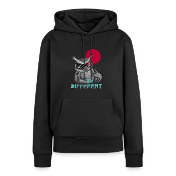 Be different Eule - einzigartig & besonders - Frauen Premium Bio Hoodie - Schwarz - Vorne - Julia (174cm)
