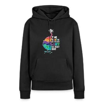 Ohne Kunst ist die Erde nur Eh! - Frauen Premium Bio Hoodie - Schwarz - Vorne - Julia (174cm)