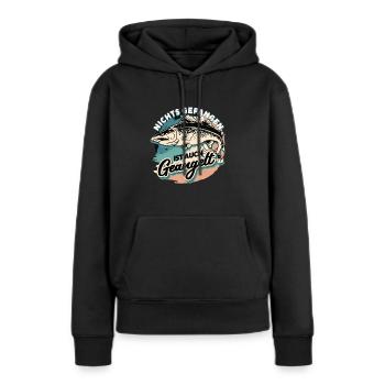 Nichts gefangen ist auch geangelt - Frauen Premium Bio Hoodie - Schwarz - Vorne - Julia (174cm)