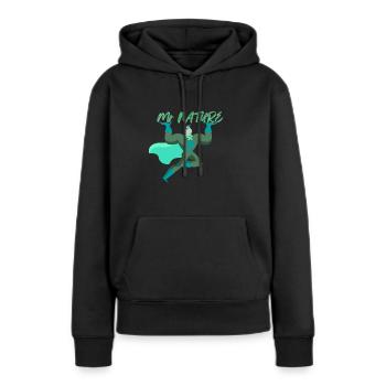 Mr Nature - Frauen Premium Bio Hoodie - Schwarz - Vorne - Julia (174cm)
