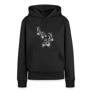 Poisson-clown vintage tacheté - Sweat à capuche Premium bio Femme - noir - Devant - Julia (174cm)