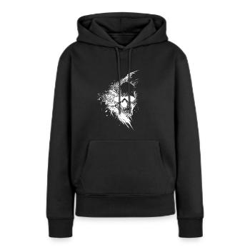 Vintage grinsender Tattoo Schädel - Frauen Premium Bio Hoodie - Schwarz - Vorne - Julia (174cm)