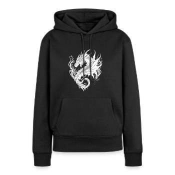 Dragon vintager féroce en robe à écailles - Sweat à capuche Premium bio Femme - noir - Devant - Julia (174cm)