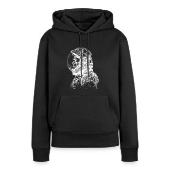 Vintager Kosmonaut mit geschlossenem Helm - Frauen Premium Bio Hoodie - Schwarz - Vorne - Julia (174cm)