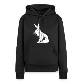Lapin géométrique mignon géométrie lapin - Sweat à capuche Premium bio Femme - noir - Devant - Julia (174cm)