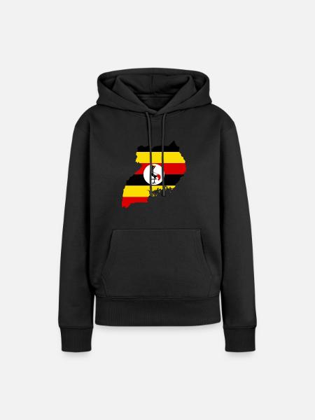 Uganda flag - Frauen Premium Bio Hoodie - Schwarz