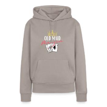 Old Maid Queen - Women’s Premium Organic Hoodie - taupe - Front - Julia (174cm)