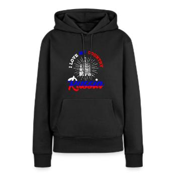 Russie Russie - Sweat à capuche Premium bio Femme - noir - Devant - Julia (174cm)