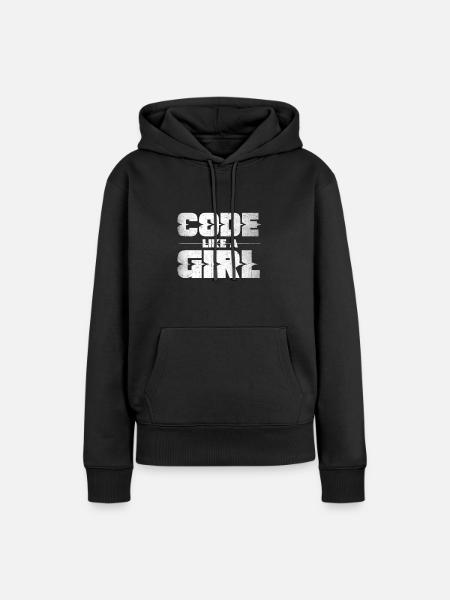 Code Girl Women Woman Power Feminist Female Nerd - Frauen Premium Bio Hoodie - Schwarz