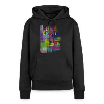 FLUX DE DONNEES - Sweat à capuche Premium bio Femme - noir - Devant - Julia (174cm)