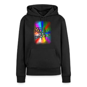 blockedTitle - Frauen Premium Bio Hoodie - Schwarz - Vorne - Julia (174cm)