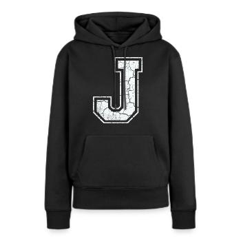 Un caractère un joule dans blanc in Used Look - Sweat à capuche Premium bio Femme - noir - Devant - Julia (174cm)