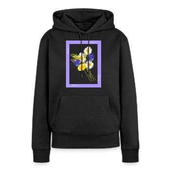 Fleurs, fleurs - Sweat à capuche Premium bio Femme - noir - Devant - Julia (174cm)
