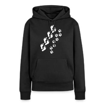 Chien chien - Sweat à capuche Premium bio Femme - noir - Devant - Julia (174cm)