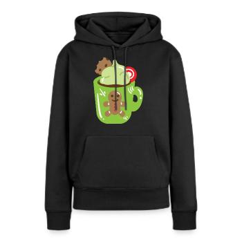 Mug de Noël - Sweat à capuche Premium bio Femme - noir - Devant - Julia (174cm)