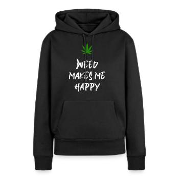 l’herbe me rend heureux cannabis marijuana - Sweat à capuche Premium bio Femme - noir - Devant - Julia (174cm)