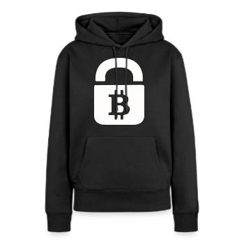 Bitcoin-Block - Frauen Premium Bio Hoodie - Schwarz - Vorne - Julia (174cm)