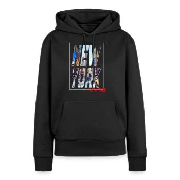 New York Ny - Sweat à capuche Premium bio Femme - noir - Devant - Julia (174cm)