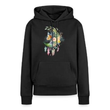 Moon Dream Catcher Butterfly Roses, Drawing - Women’s Premium Organic Hoodie - black - Front - Julia (174cm)