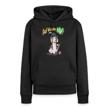 Moutons errants - Sweat à capuche Premium bio Femme - noir - Devant - Julia (174cm)